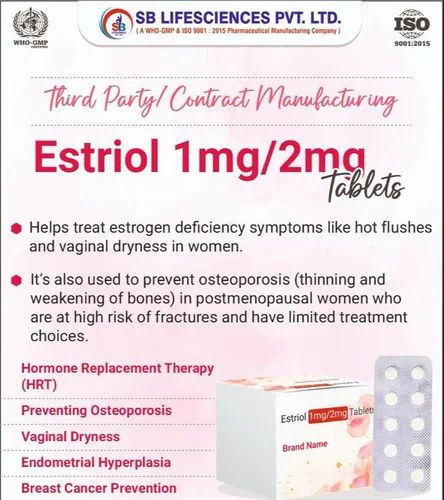 Estriol Tablets 1mg, Purity: 100%