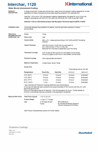 Interchar 1120 Water Borne Intumescent Coating, For Metal, White