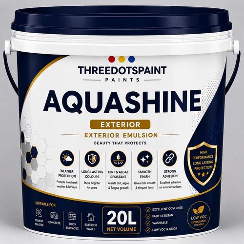 ThreeDots 20 L Aquashine Emulsion Paint, Usage / Application Area: Exterior