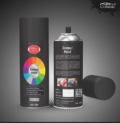 AUTOCOSMIC ENAMEL PAINT 500ML (SILVER), Black