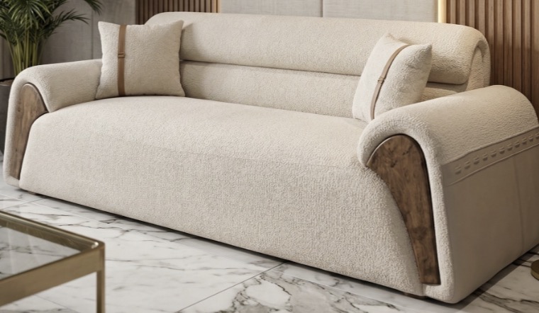 Bouclé Curved 3-Seater Sofa