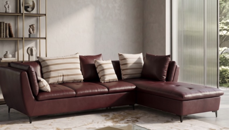 Modern L-Shaped Faux Leather Sectional Sofa