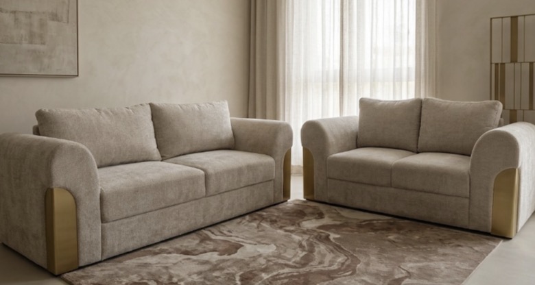 Modern Textured Fabric Sofa Set