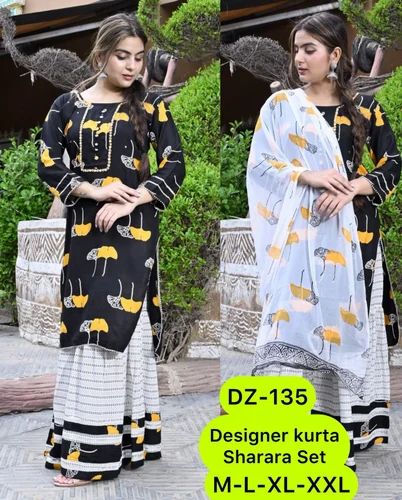 Ladies Anarkali Cotton Kurti Pant Set