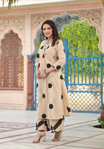 Cotton Anarkali Kurti With Plazzo, Size: XL