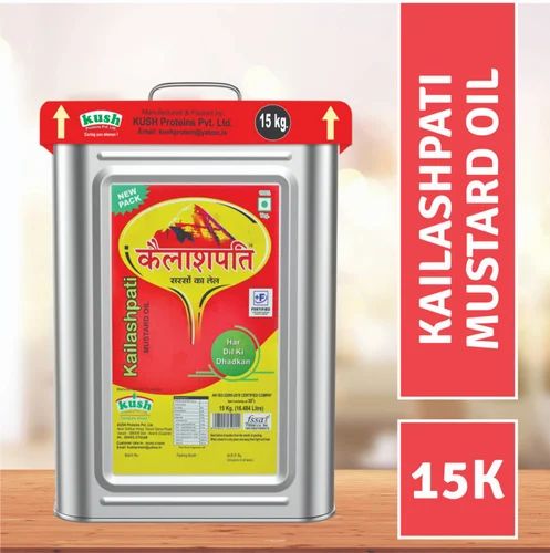 Kacchi Ghani KAILASHPATI 15 Kg Tin MUSTARD OIL, Black