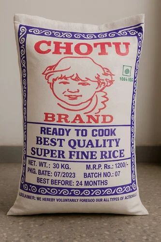 White Chotu Brand Rice, 30Kg, PP Bag
