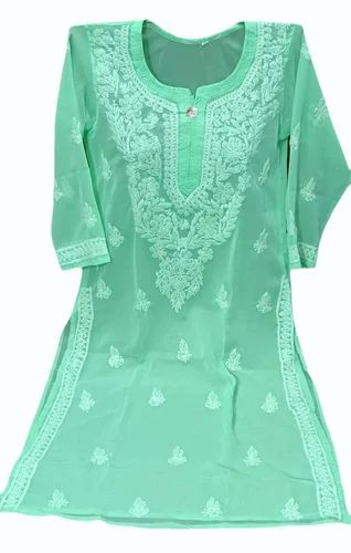 Chiffon Chikankari Kurti