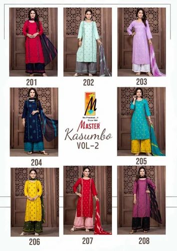 Master kasumbo vol 2 rayon attractive look fully stitch plus size 3pcs dress