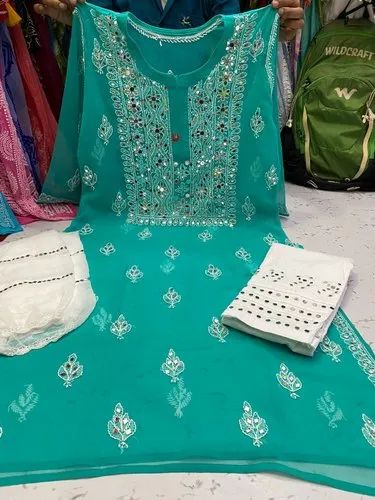 Straight Georgette Chikankari Suit At Wholesale Rate