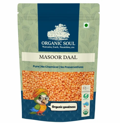 Organic Masoor Red Whole Dal 500gm, Packaging Size: 1 Kg