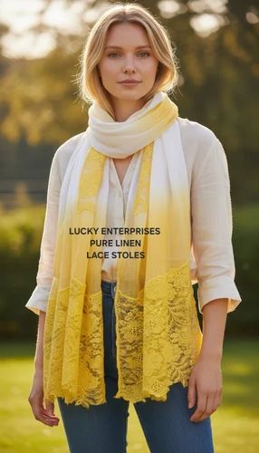 Pure Linen with Lace Applique Stole