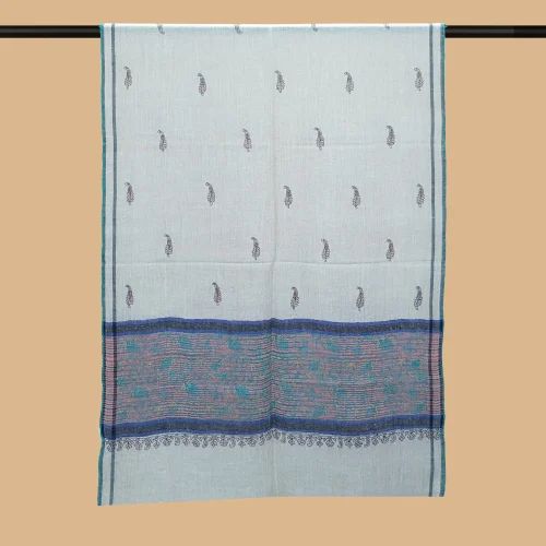 Pure Pashmina Hand-Embroidered Palla Border Stole