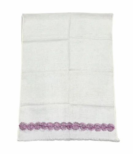 White Pure linen Embroidered Border Stoles
