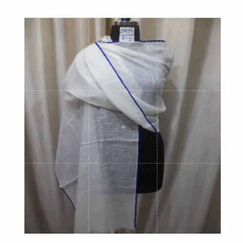 Casual Wear Solid 100% Pure Linen With Colored 2 Side Crochet Border Stole
