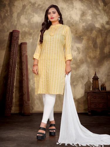 Pure Linen Cotton Jacquard Kurti - Madhubala