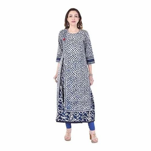Blue Sbiotex Printed Kurti, Size: M
