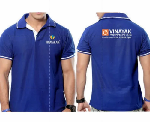 Printed Blue Men Corporate T Shirt