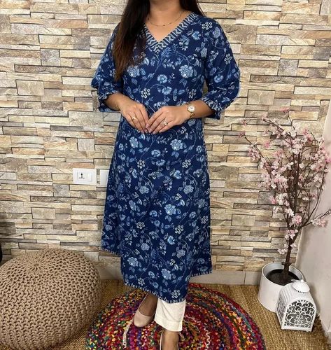 Ladies Designer Cotton Kurti Pant Set