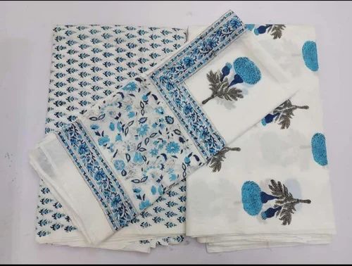 Handblock Printed Cotton Suit Set with Dupatta