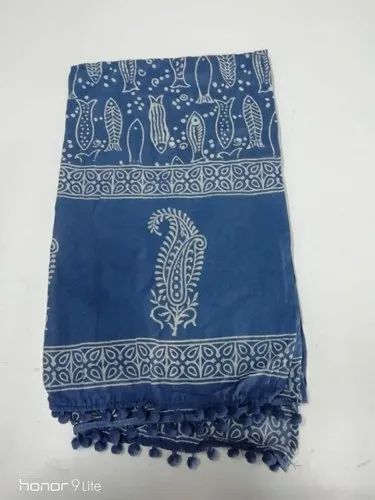 Indigo Block Printed Stole