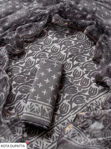 Unstitched Ladies kotadoriya Suits, Un-stitched, block printed suit