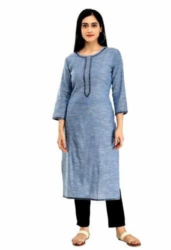 STRAIGHT KURTI, LINEN, Handwash
