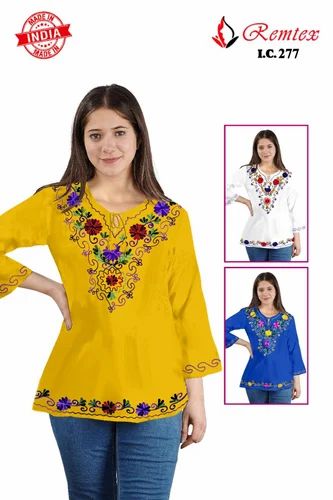 Rayon REYON AARI TOP IC-277, Pink, Embroidery