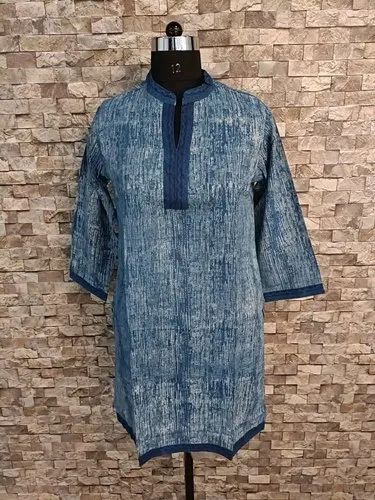 Medium Super Cool Casual Wear Beautiful Pure Cotton Bluish women Kurti, Printed