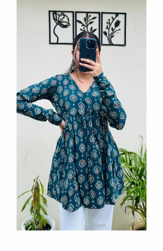Office Party Special Black Colour Digital Printed Fancy Kurti For Women Or Girls Wear