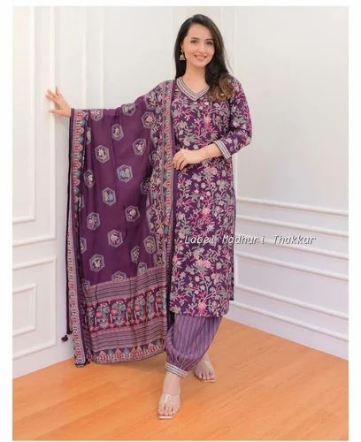 Ready To Buy V Neck Top& Bottom With Matching Dupatta Set For Bride Special Cloth