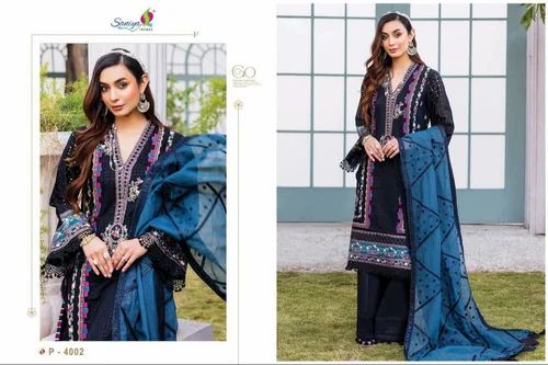 Eid Month Special Thread& Embroidery Pure Georgette Lucknowi Chikan kari Kurt Set