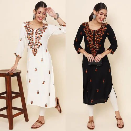 Rayon Lucknowi Kurtis, Size: XL