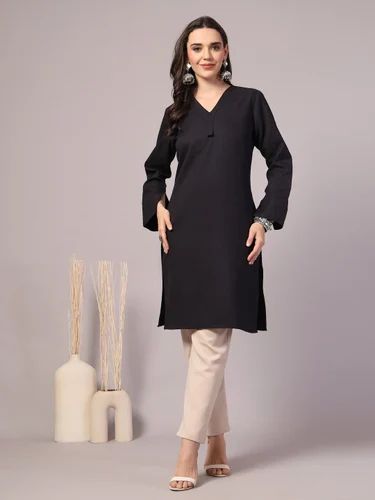Womens Regular Wear Woolen Plain Kurti - Available in Multiple Colors, Size: M TO 2XL