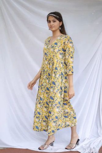 Ladies Cotton Anarkali Kurti, Size: XL