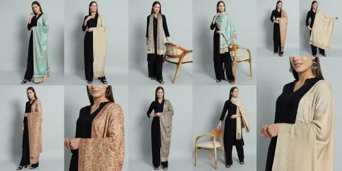 Multicolor Paisley Women's Pure Wool Jamawar Design Winter Stoles