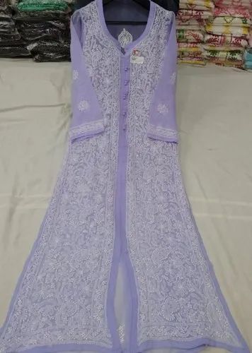 Chiffon Party Wear Front Open Georgette Kurtis, Wash Care: Machine wash