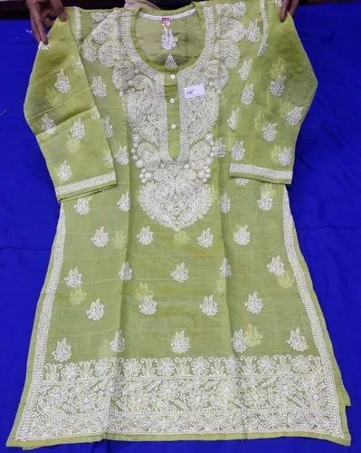 Designer Chanderi Kurti With Embroidery