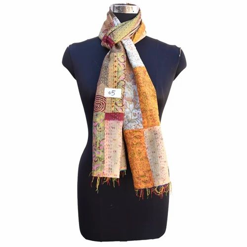 Multicolor Silk Patchwork Stole
